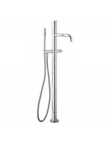 Mitigeur de Baignoire sur pied avec douchette - Flow - Inox Brillant