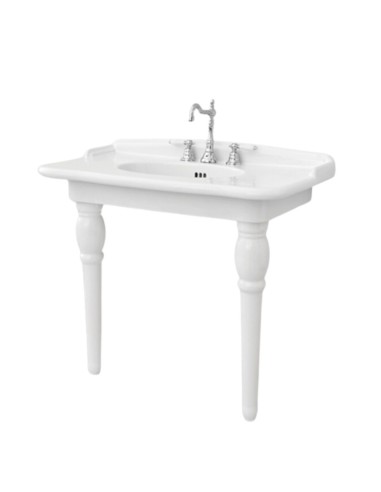 Lavabo sur pieds - Hermitage 92 cm- Pieds céramique - Blanc Brillant