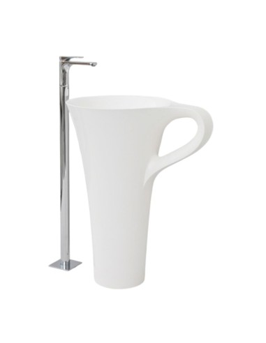 Lavabo colonne - Cup - en Livingtec - Blanc Glossy